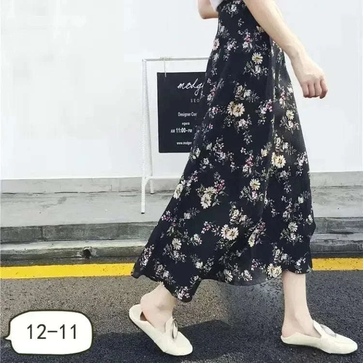 Summer Floral Maxi Skirt for Women – High Waist Wrap Design with Side Slit & Tie Detail in Long Boho Style