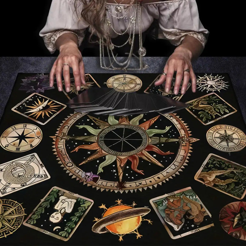 Sun Art Decorative Tablecloth Tarot Tablecloths For Divination Creative Altarpiece Tarot Enthusiast Astrology Ritual Cloth