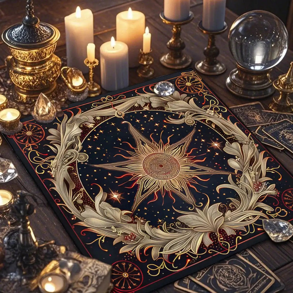 Sun Art Decorative Tablecloth Tarot Tablecloths For Divination Creative Altarpiece Tarot Enthusiast Astrology Ritual Cloth