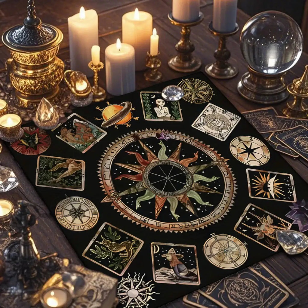 Sun Art Decorative Tablecloth Tarot Tablecloths For Divination Creative Altarpiece Tarot Enthusiast Astrology Ritual Cloth