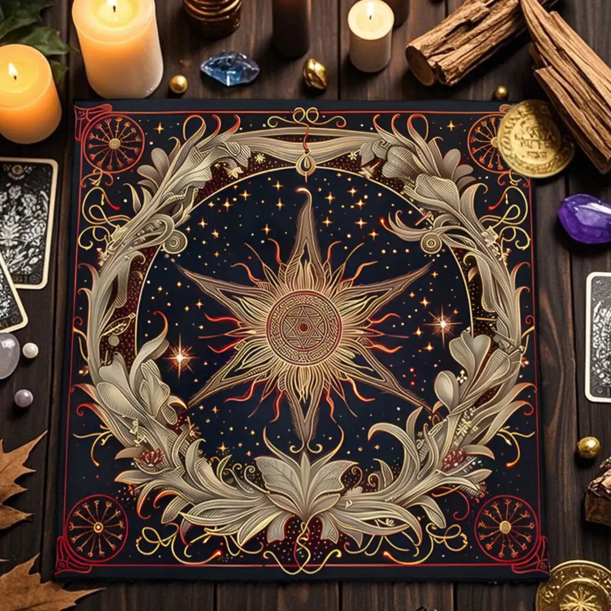 Sun Art Decorative Tablecloth Tarot Tablecloths For Divination Creative Altarpiece Tarot Enthusiast Astrology Ritual Cloth TLB (930)