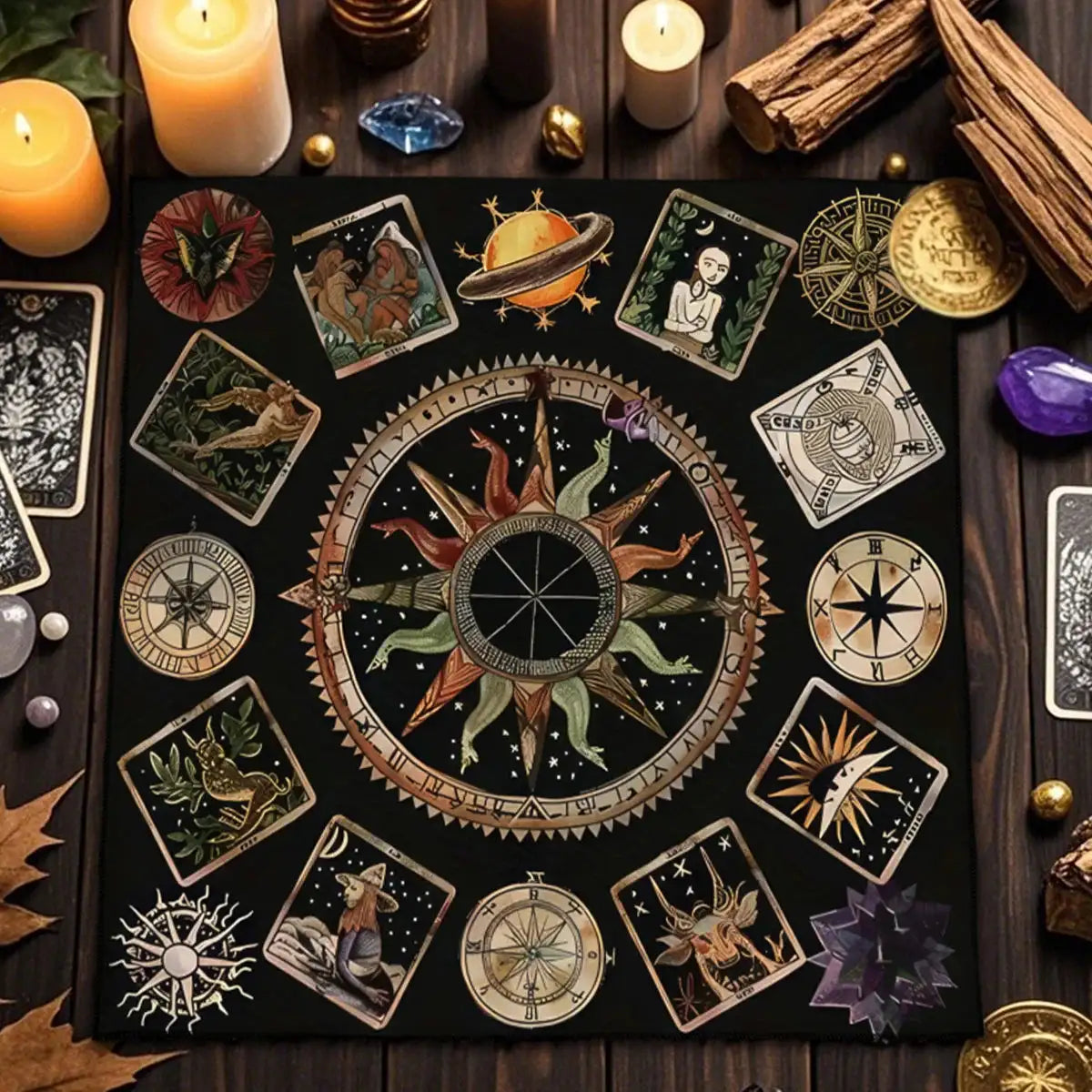 Sun Art Decorative Tablecloth Tarot Tablecloths For Divination Creative Altarpiece Tarot Enthusiast Astrology Ritual Cloth TLB (923)