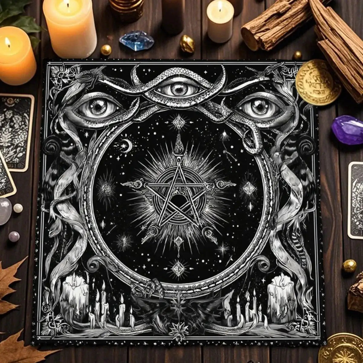 Sun Art Decorative Tablecloth Tarot Tablecloths For Divination Creative Altarpiece Tarot Enthusiast Astrology Ritual Cloth TLB (931)