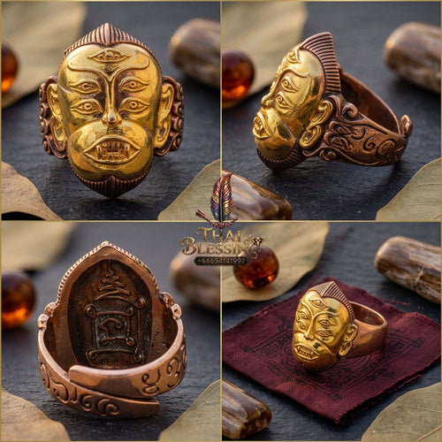 Supreme Ajarn Subin Na Na Thong "Phaya Si Hu Ha Ta" Sacred Bronze & Gold-Face Adjustable Ring - BE 2556 (Master Wealth & Protection Edition) Thai Blessing Co By RURUECHA