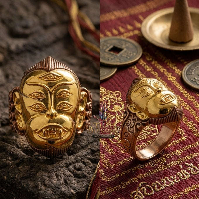 Supreme Ajarn Subin Na Na Thong "Phaya Si Hu Ha Ta" Sacred Bronze & Gold-Face Adjustable Ring - BE 2556 (Master Wealth & Protection Edition) Thai Blessing Co By RURUECHA