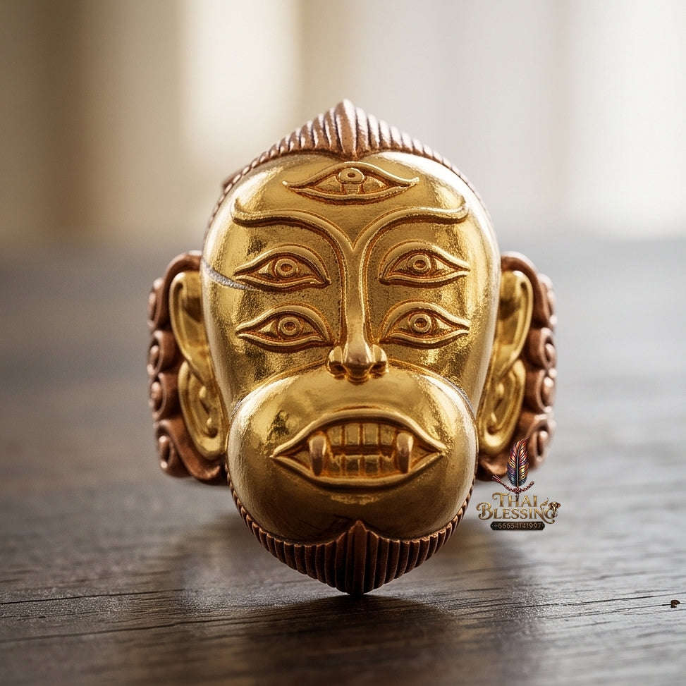 Supreme Ajarn Subin Na Na Thong "Phaya Si Hu Ha Ta" Sacred Bronze & Gold-Face Adjustable Ring - BE 2556 (Master Wealth & Protection Edition) Thai Blessing Co By RURUECHA