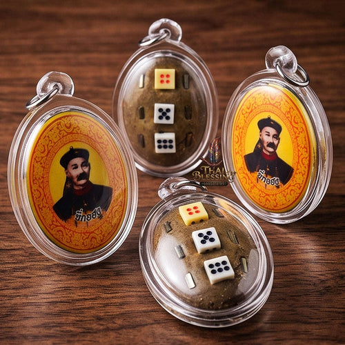 Supreme Er Ghu Huang / Yi Ko Hong (Gambling God & Wealth Patron) Gold Background Locket - Luang Pho Klom Wat Nong Bua 2015 (Master Gold Edition) Thai Blessing Co By RURUECHA