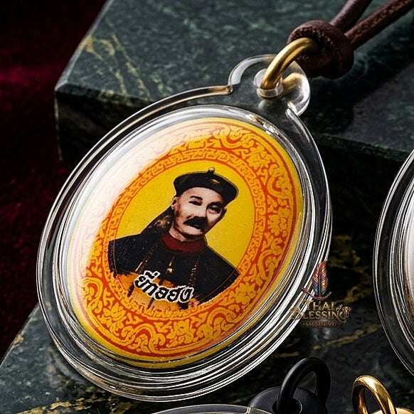 Supreme Er Ghu Huang / Yi Ko Hong (Gambling God & Wealth Patron) Gold Background Locket - Luang Pho Klom Wat Nong Bua 2015 (Master Gold Edition) Thai Blessing Co By RURUECHA