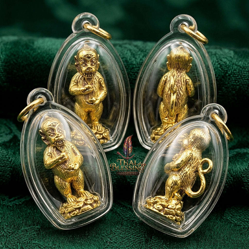 Supreme Four-Eared Five-Eyed Thong Thip Wealth Deity Si Hu Ha Ta - Khru Ba Subin Wat Suan Pa Wai Khru 2012 (Master Edition) Thai Blessing Co By RURUECHA