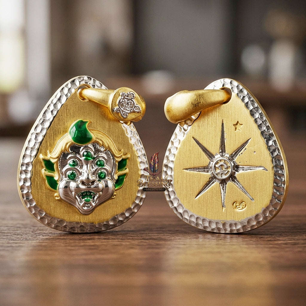 Supreme Four-Eared Five-Eyed Wealth & Fortune Gold-Plated Enamel Pendant Si Hu Ha Ta - Achan Subin Na Na Thong 2021 (Master Edition) Thai Blessing Co By RURUECHA