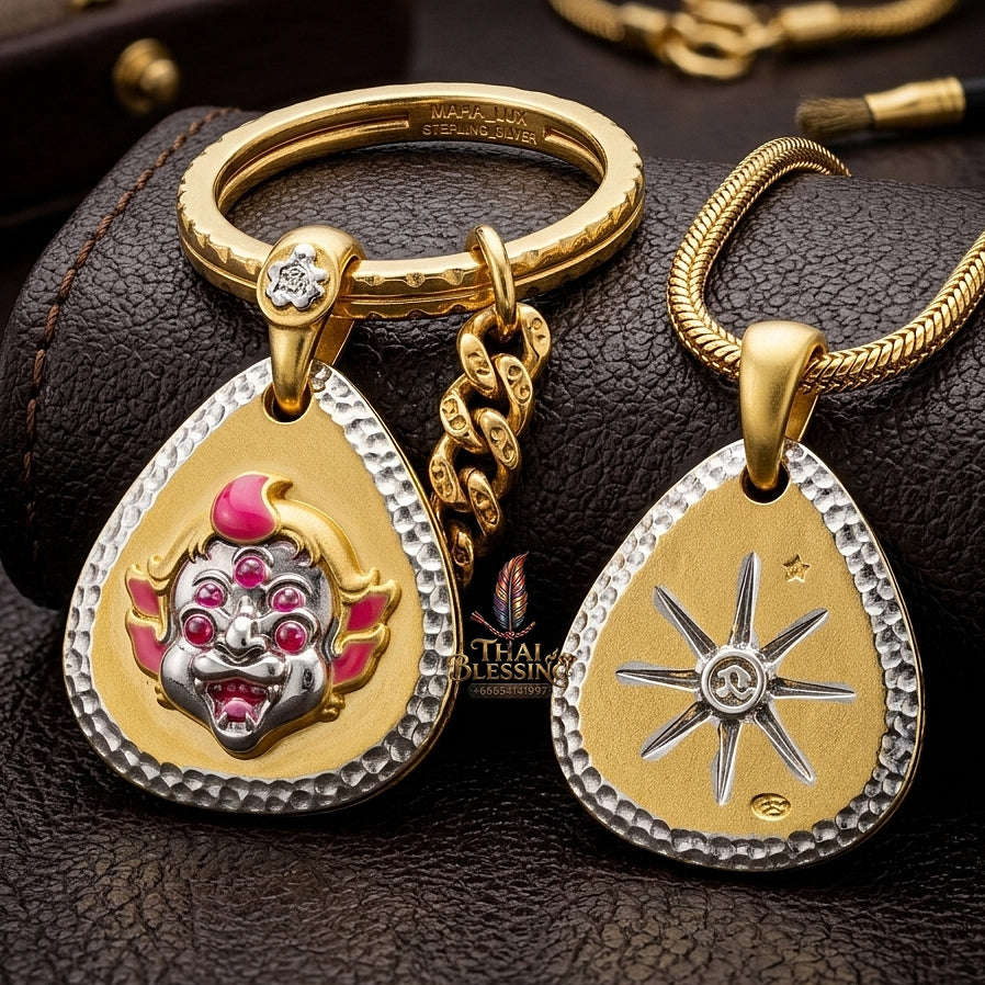Supreme Four-Eared Five-Eyed Wealth & Fortune Gold-Plated Enamel Pendant Si Hu Ha Ta - Achan Subin Na Na Thong 2021 (Master Edition) Thai Blessing Co By RURUECHA