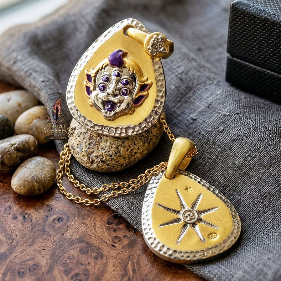 Supreme Four-Eared Five-Eyed Wealth & Fortune Gold-Plated Enamel Pendant Si Hu Ha Ta - Achan Subin Na Na Thong 2021 (Master Edition) Thai Blessing Co By RURUECHA