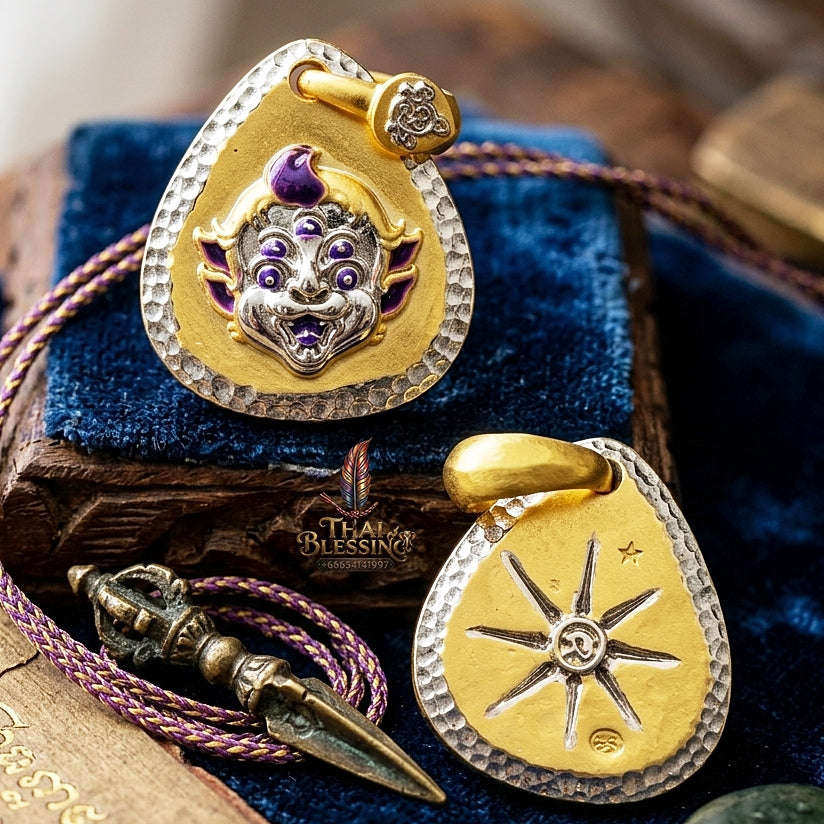 Supreme Four-Eared Five-Eyed Wealth & Fortune Gold-Plated Enamel Pendant Si Hu Ha Ta - Achan Subin Na Na Thong 2021 (Master Edition) Thai Blessing Co By RURUECHA