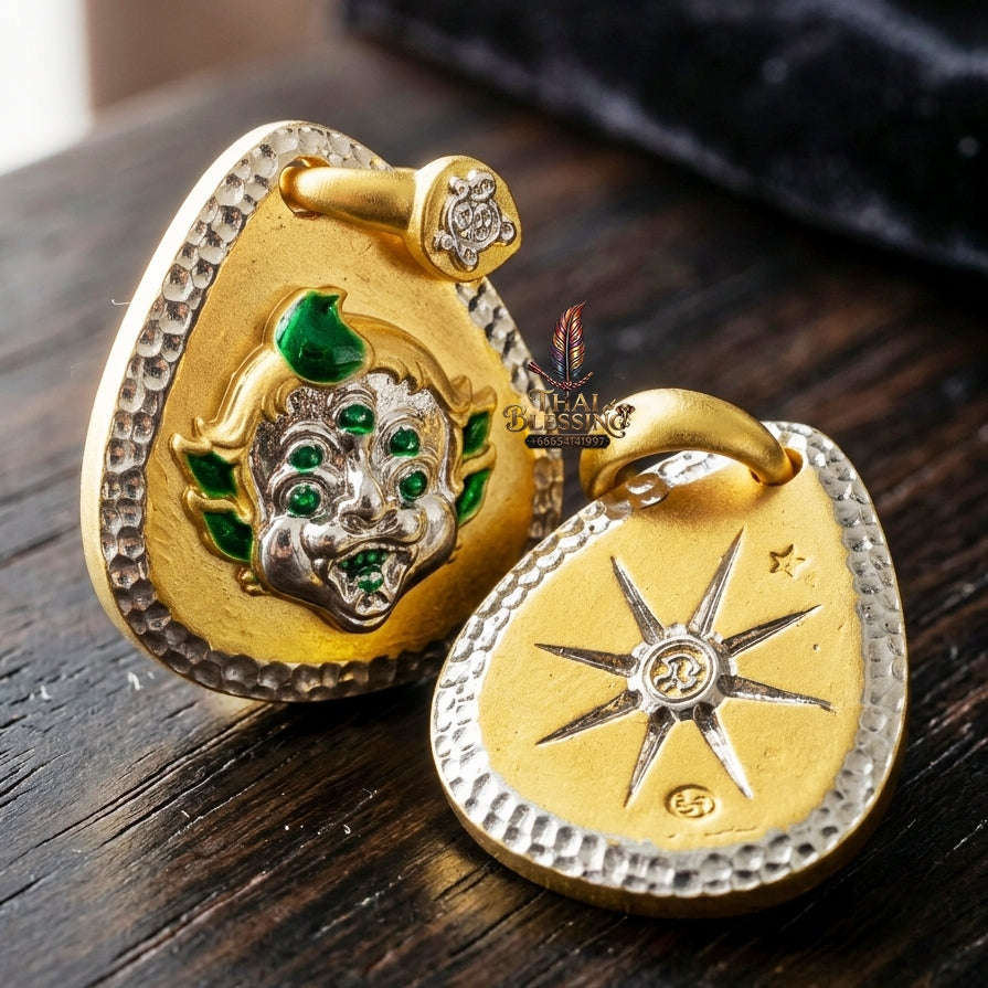 Supreme Four-Eared Five-Eyed Wealth & Fortune Gold-Plated Enamel Pendant Si Hu Ha Ta - Achan Subin Na Na Thong 2021 (Master Edition) Thai Blessing Co By RURUECHA