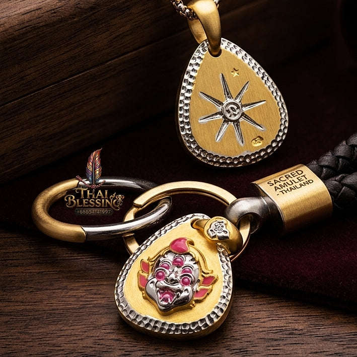 Supreme Four-Eared Five-Eyed Wealth & Fortune Gold-Plated Enamel Pendant Si Hu Ha Ta - Achan Subin Na Na Thong 2021 (Master Edition) Thai Blessing Co By RURUECHA