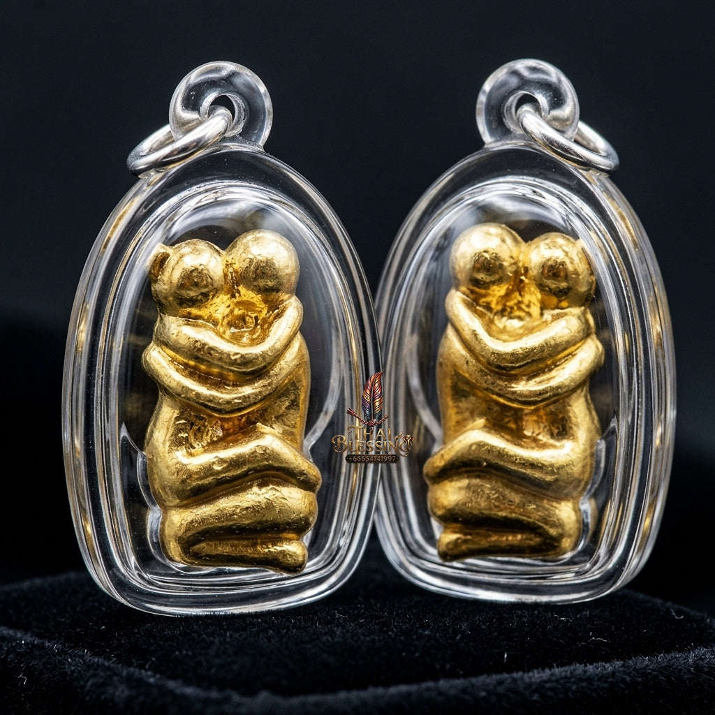 Supreme Lanna Ancient "In Kham" (Paired Golden Lovers) Sacred Talisman - Traditional Master Edition Thai Blessing Co By RURUECHA
