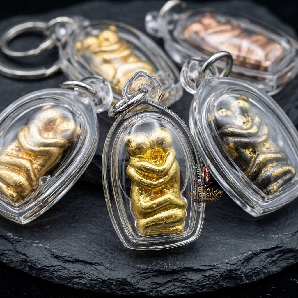 Supreme Lanna Ancient "In Kham" (Paired Golden Lovers) Sacred Talisman - Traditional Master Edition Thai Blessing Co By RURUECHA
