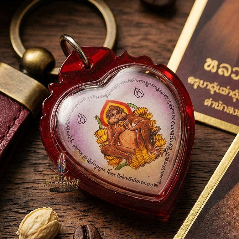 Supreme Ling Kin Kluai (Banana-Eating Monkey Deity) Sacred Oil Locket - Khru Ba Na Samnaksong Doi I Hui 2016 (Master Edition) Thai Blessing Co By RURUECHA