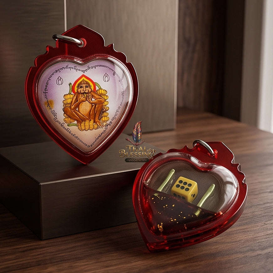 Supreme Ling Kin Kluai (Banana-Eating Monkey Deity) Sacred Oil Locket - Khru Ba Na Samnaksong Doi I Hui 2016 (Master Edition) Thai Blessing Co By RURUECHA