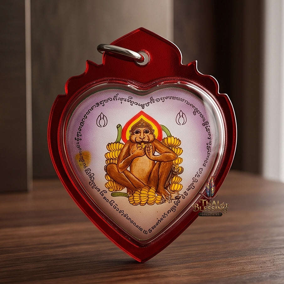 Supreme Ling Kin Kluai (Banana-Eating Monkey Deity) Sacred Oil Locket - Khru Ba Na Samnaksong Doi I Hui 2016 (Master Edition) Thai Blessing Co By RURUECHA