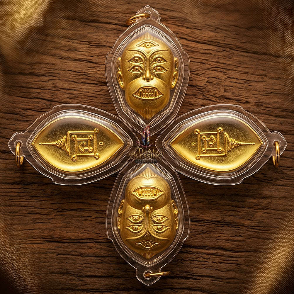 Supreme Monkey-Face Gold-Plated Bronze Wealth Deity Si Hu Ha Ta - Achan Subin Na Na Thong 2013 (Large Master Edition) Thai Blessing Co By RURUECHA