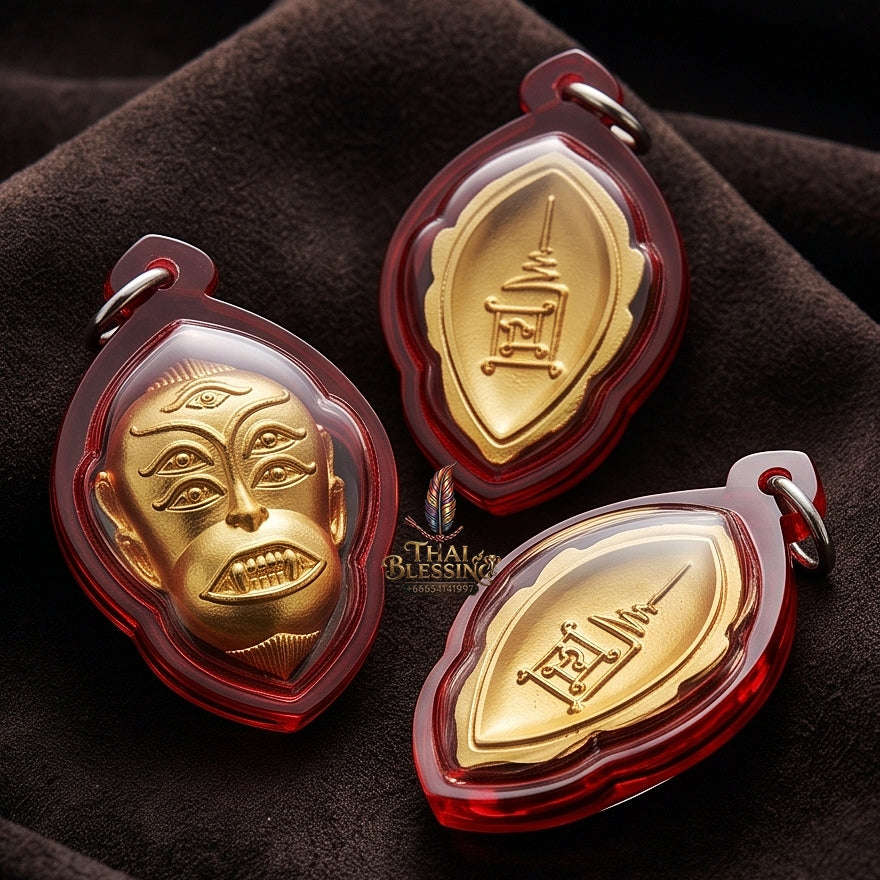 Supreme Monkey-Face Gold-Plated Bronze Wealth Deity Si Hu Ha Ta - Achan Subin Na Na Thong 2013 (Large Master Edition) Thai Blessing Co By RURUECHA