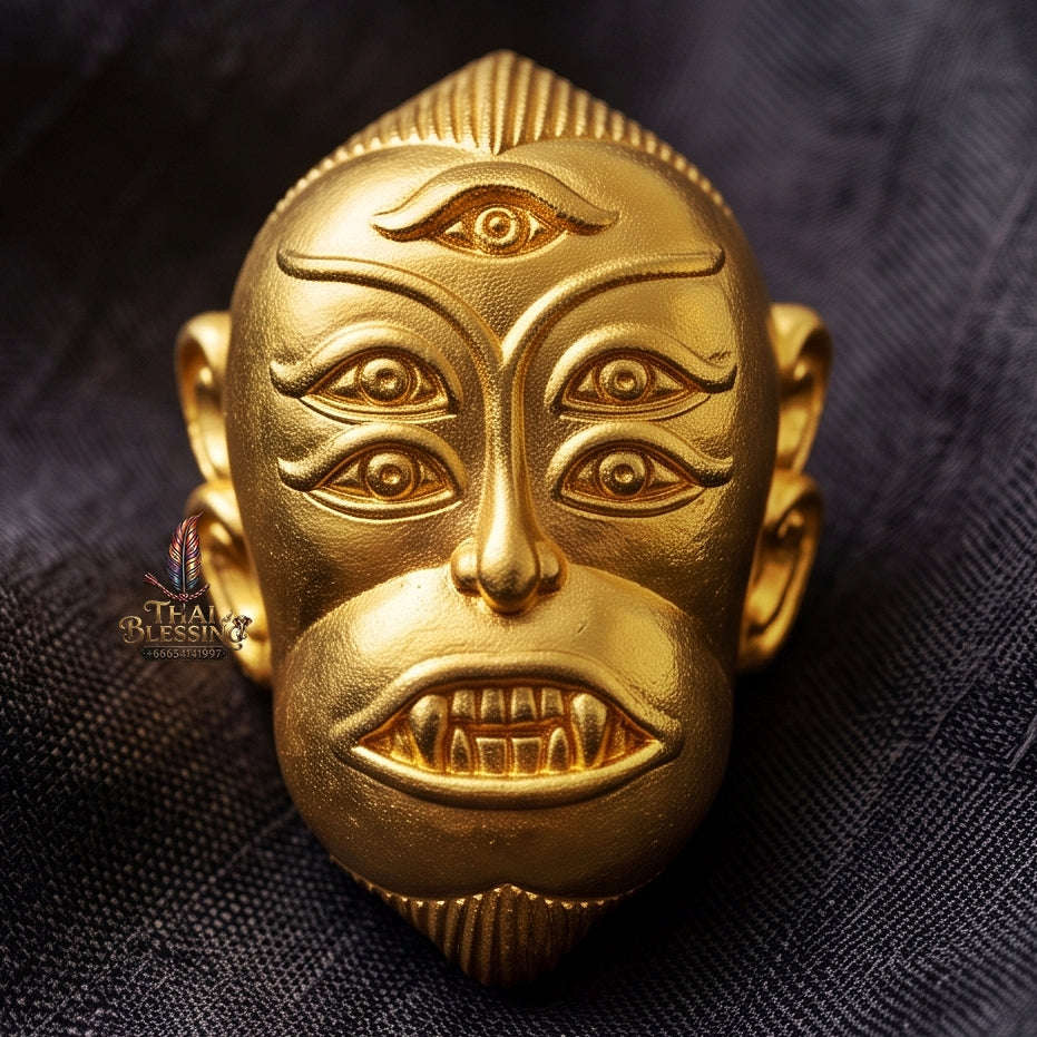 Supreme Monkey-Face Gold-Plated Bronze Wealth Deity Si Hu Ha Ta - Achan Subin Na Na Thong 2013 (Large Master Edition) Thai Blessing Co By RURUECHA