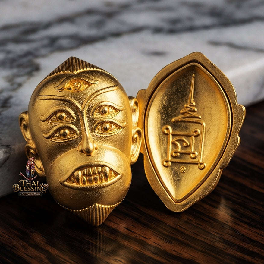 Supreme Monkey-Face Gold-Plated Bronze Wealth Deity Si Hu Ha Ta - Achan Subin Na Na Thong 2013 (Large Master Edition) Thai Blessing Co By RURUECHA