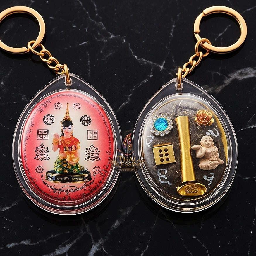Supreme Nang Kwak "Chong Kamrai" (Guaranteed Profit) Red Background Locket - Phra Ajarn Pom Wat Sahakon Thung Na Mai 2023 (Master Edition) Thai Blessing Co By RURUECHA