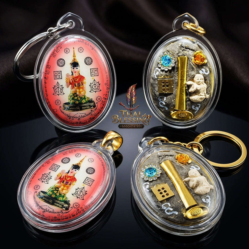 Supreme Nang Kwak "Chong Kamrai" (Guaranteed Profit) Red Background Locket - Phra Ajarn Pom Wat Sahakon Thung Na Mai 2023 (Master Edition) Thai Blessing Co By RURUECHA