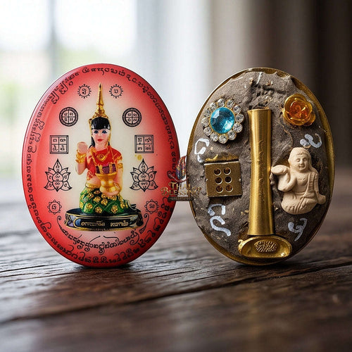 Supreme Nang Kwak "Chong Kamrai" (Guaranteed Profit) Red Background Locket - Phra Ajarn Pom Wat Sahakon Thung Na Mai 2023 (Master Edition) Thai Blessing Co By RURUECHA
