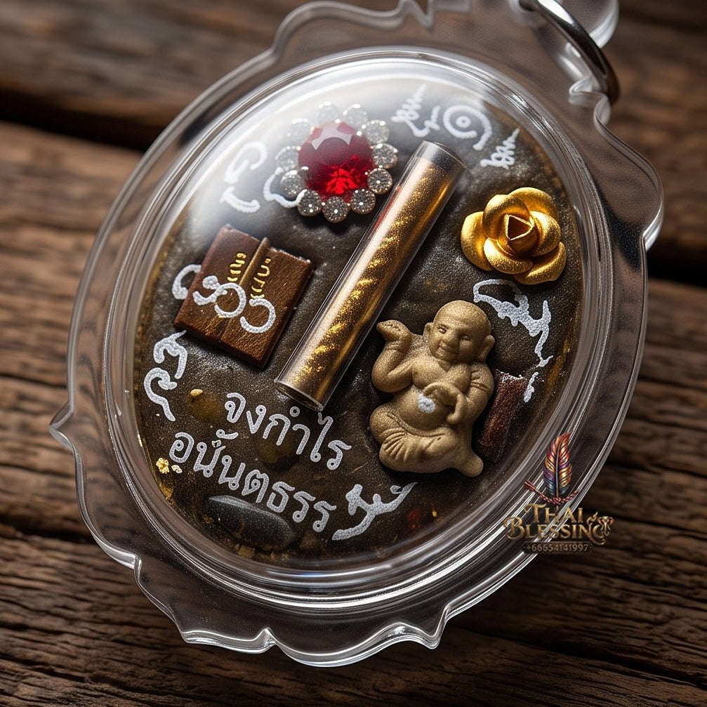 Supreme Nang Kwak "Chong Kamrai" (Guaranteed Profit) Red Background Sacred Oil Locket - Phra Ajarn Pom Wat Sahakon Thung Na Mai 2023 (Master Oil Edition) Thai Blessing Co By RURUECHA