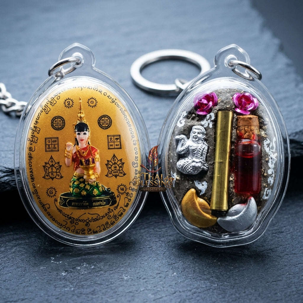 Supreme Nang Kwak "Chong Kamrai" (Guaranteed Profit) Waterproof Acrylic Encased Gold Background Sacred Powder Locket - Phra Ajarn Pom Wat Sahakon Thung Na Mai 2023 (Master Edition) Thai Blessing Co By RURUECHA