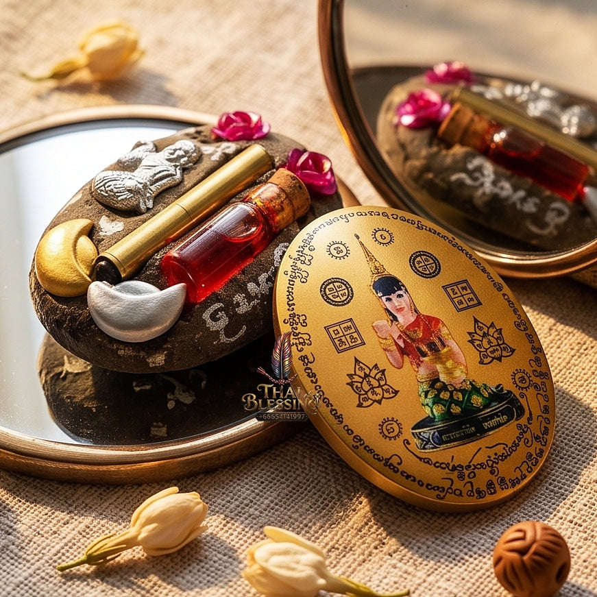 Supreme Nang Kwak "Chong Kamrai" (Guaranteed Profit) Waterproof Acrylic Encased Gold Background Sacred Powder Locket - Phra Ajarn Pom Wat Sahakon Thung Na Mai 2023 (Master Edition) Thai Blessing Co By RURUECHA