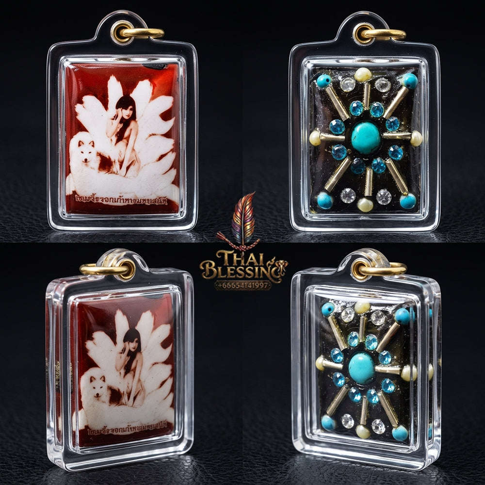 Supreme Nine-Tailed Fox Spirit "Maha Saneh" Sacred Charm Locket - Pho Pu Khru Noi Tan Chiang Mai (Master Edition) Thai Blessing Co By RURUECHA