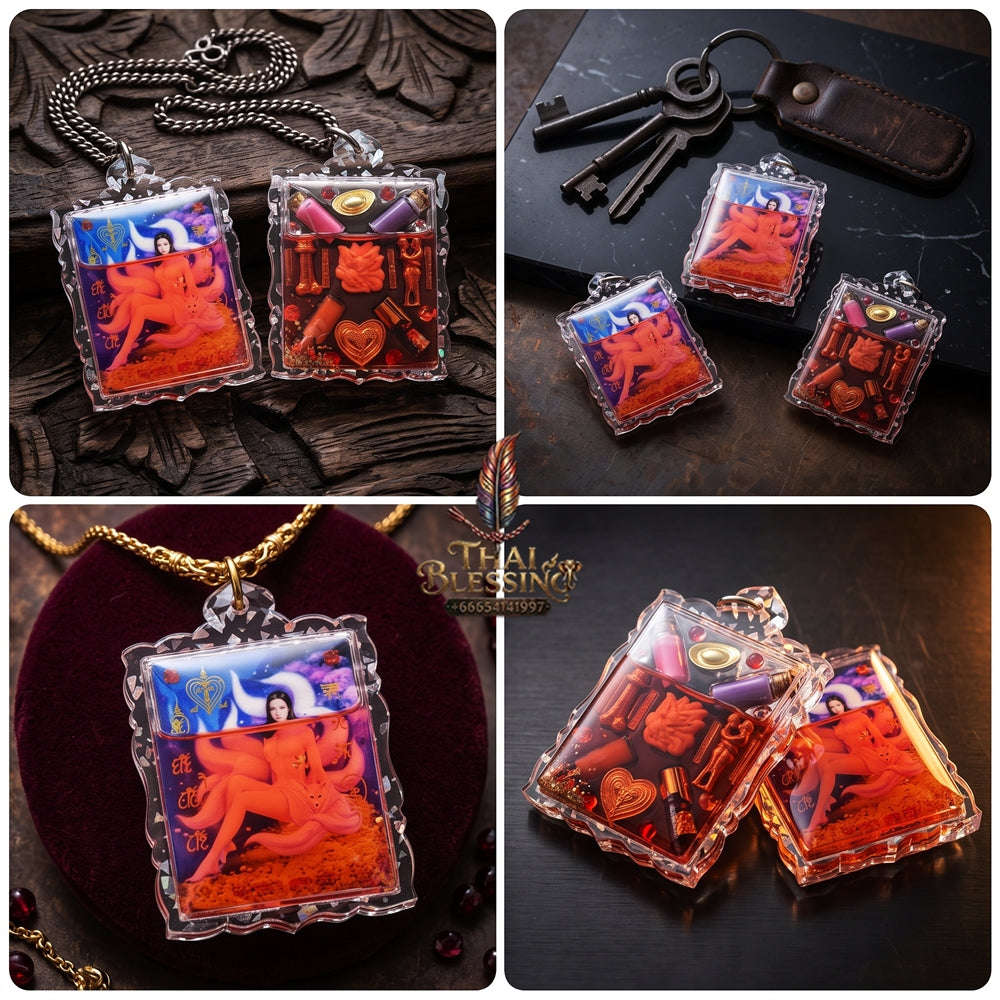 Supreme Phaya Nang Chingchok 9 Hang (Nine-Tailed Fox Queen) Waterproof Acrylic Encased Locket - Khru Ba Baeng Wat Ban Tanot 2023 (Master Edition) Thai Blessing Co By RURUECHA