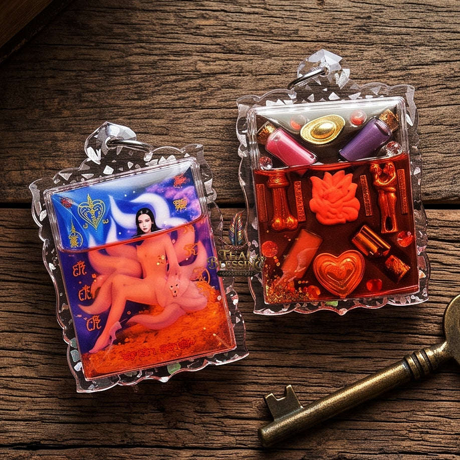 Supreme Phaya Nang Chingchok 9 Hang (Nine-Tailed Fox Queen) Waterproof Acrylic Encased Locket - Khru Ba Baeng Wat Ban Tanot 2023 (Master Edition) Thai Blessing Co By RURUECHA