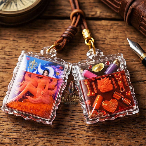 Supreme Phaya Nang Chingchok 9 Hang (Nine-Tailed Fox Queen) Waterproof Acrylic Encased Locket - Khru Ba Baeng Wat Ban Tanot 2023 (Master Edition) Thai Blessing Co By RURUECHA