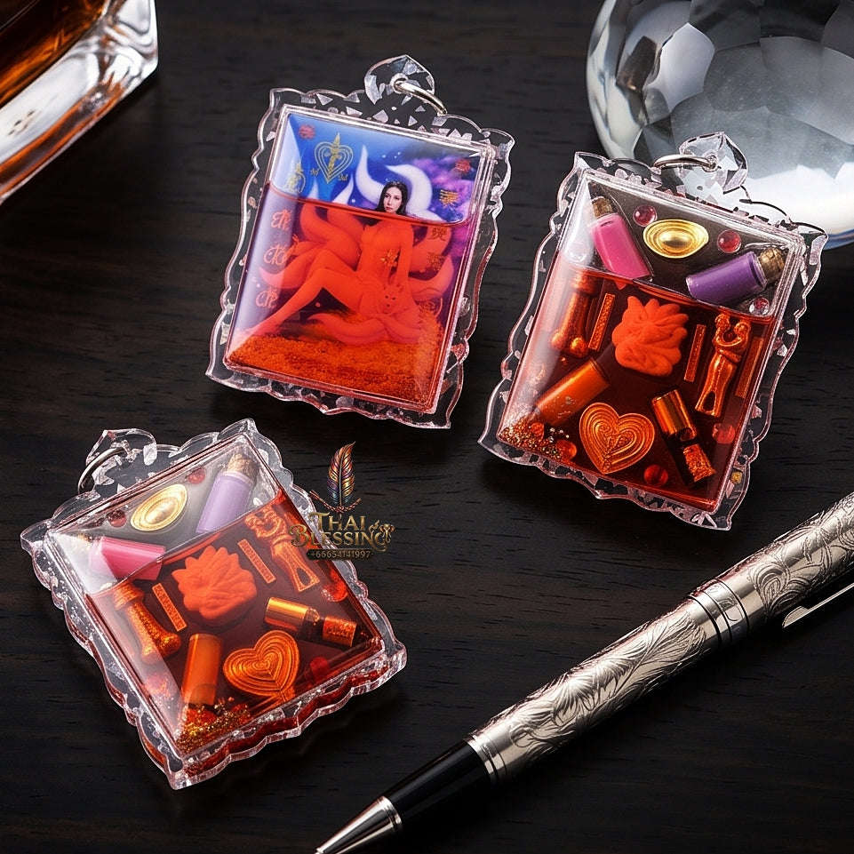 Supreme Phaya Nang Chingchok 9 Hang (Nine-Tailed Fox Queen) Waterproof Acrylic Encased Locket - Khru Ba Baeng Wat Ban Tanot 2023 (Master Edition) Thai Blessing Co By RURUECHA