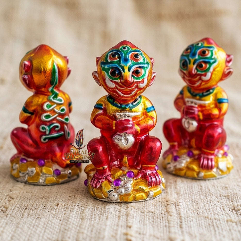 Supreme Phaya Si Hu Ha Ta "Alpaca with Crimson Red Enamel" Sculptural Statue Amulet - Khru Ba Tao Wat Thung Setthi (Wat Ubosot Ban Lao) 2024 (Master Crimson Edition) Thai Blessing Co By RURUECHA