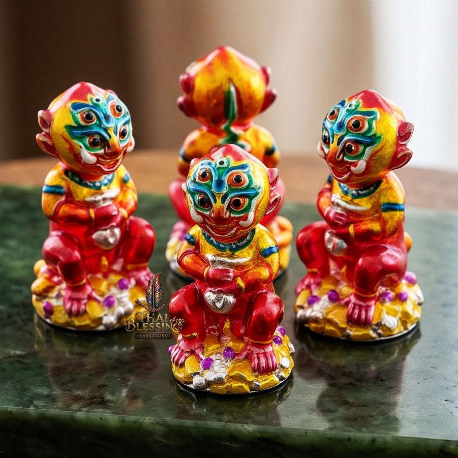 Supreme Phaya Si Hu Ha Ta "Alpaca with Crimson Red Enamel" Sculptural Statue Amulet - Khru Ba Tao Wat Thung Setthi (Wat Ubosot Ban Lao) 2024 (Master Crimson Edition) Thai Blessing Co By RURUECHA