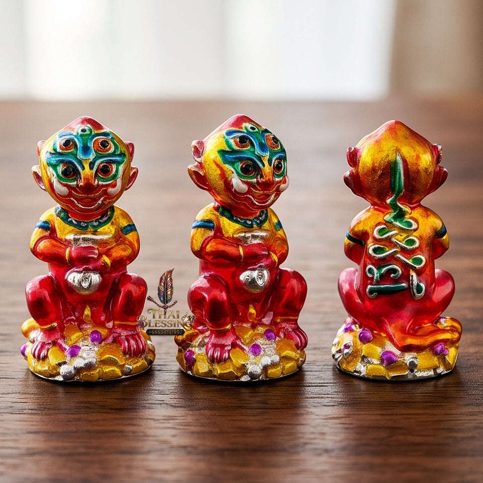 Supreme Phaya Si Hu Ha Ta "Alpaca with Crimson Red Enamel" Sculptural Statue Amulet - Khru Ba Tao Wat Thung Setthi (Wat Ubosot Ban Lao) 2024 (Master Crimson Edition) Thai Blessing Co By RURUECHA