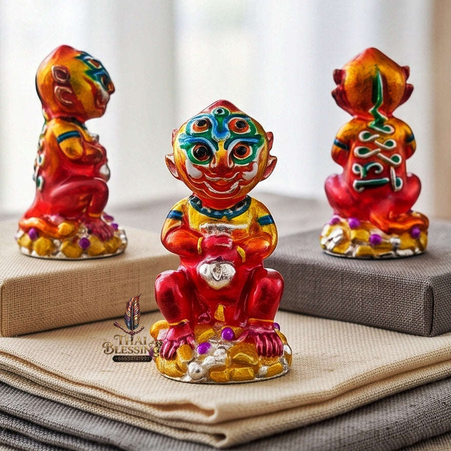 Supreme Phaya Si Hu Ha Ta "Alpaca with Crimson Red Enamel" Sculptural Statue Amulet - Khru Ba Tao Wat Thung Setthi (Wat Ubosot Ban Lao) 2024 (Master Crimson Edition) Thai Blessing Co By RURUECHA