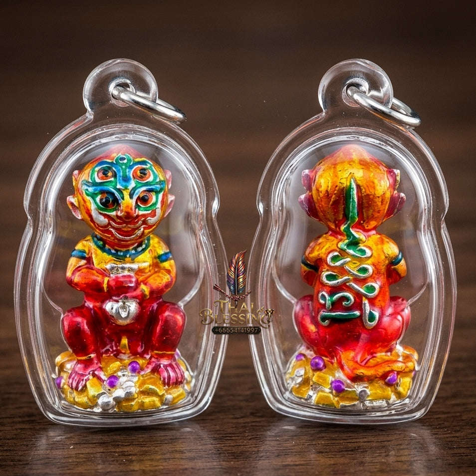Supreme Phaya Si Hu Ha Ta "Alpaca with Crimson Red Enamel" Sculptural Statue Amulet - Khru Ba Tao Wat Thung Setthi (Wat Ubosot Ban Lao) 2024 (Master Crimson Edition) Thai Blessing Co By RURUECHA