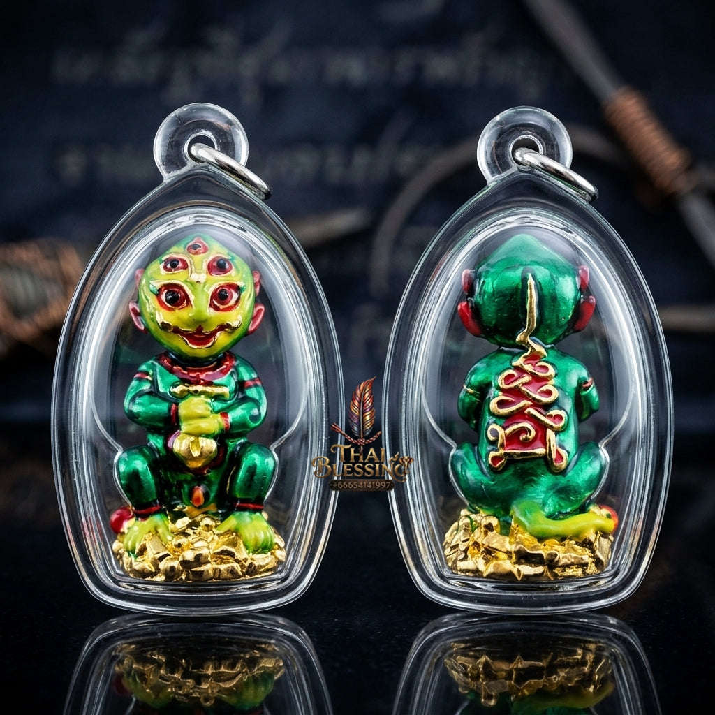 Supreme Phaya Si Hu Ha Ta "Alpaca with Emerald Green Enamel" Sculptural Statue Amulet - Khru Ba Tao Wat Thung Setthi (Wat UbosotBan Lao) 2024 (Master Emerald Edition) Thai Blessing Co By RURUECHA