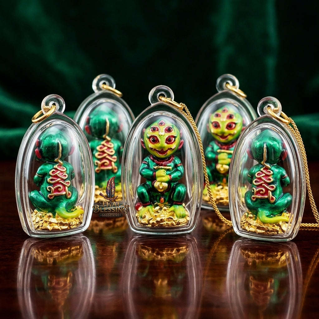 Supreme Phaya Si Hu Ha Ta "Alpaca with Emerald Green Enamel" Sculptural Statue Amulet - Khru Ba Tao Wat Thung Setthi (Wat UbosotBan Lao) 2024 (Master Emerald Edition) Thai Blessing Co By RURUECHA