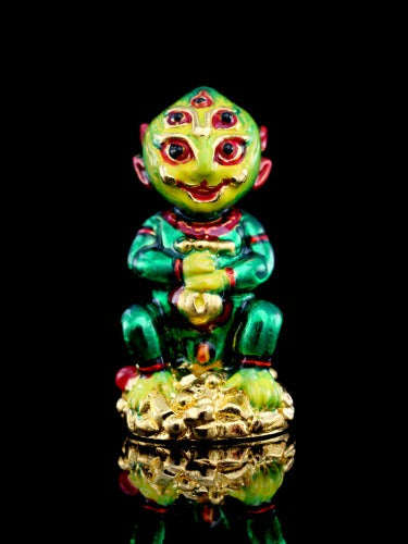 Supreme Phaya Si Hu Ha Ta "Alpaca with Emerald Green Enamel" Sculptural Statue Amulet - Khru Ba Tao Wat Thung Setthi (Wat UbosotBan Lao) 2024 (Master Emerald Edition) Thai Blessing Co By RURUECHA