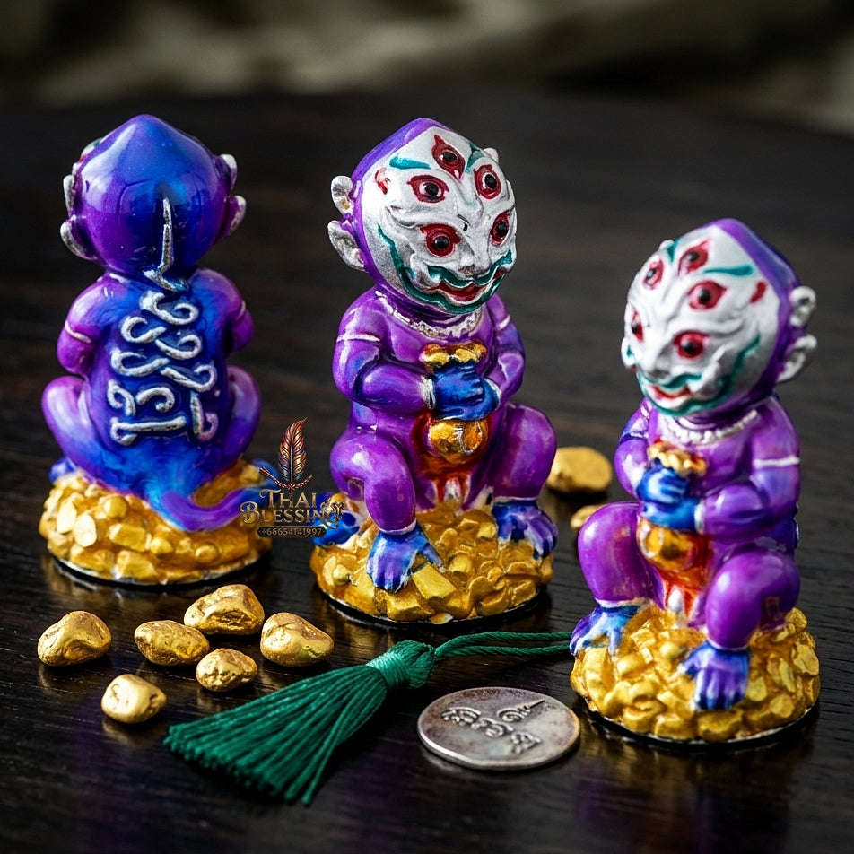 Supreme Phaya Si Hu Ha Ta "Alpaca with Royal Purple Enamel" Sculptural Statue Amulet - Khru Ba Tao Wat Thung Setthi (Wat Ubosot Ban Lao) 2024 (Master Royal Purple Edition) Thai Blessing Co By RURUECHA