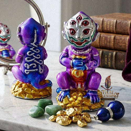 Supreme Phaya Si Hu Ha Ta "Alpaca with Royal Purple Enamel" Sculptural Statue Amulet - Khru Ba Tao Wat Thung Setthi (Wat Ubosot Ban Lao) 2024 (Master Royal Purple Edition) Thai Blessing Co By RURUECHA