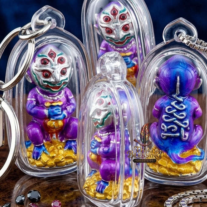 Supreme Phaya Si Hu Ha Ta "Alpaca with Royal Purple Enamel" Sculptural Statue Amulet - Khru Ba Tao Wat Thung Setthi (Wat Ubosot Ban Lao) 2024 (Master Royal Purple Edition) Thai Blessing Co By RURUECHA